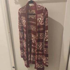 Pink Republic Red and Cream Geometric Cardigan